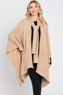 MS0320 Bailey Ruana With Attached Scarf - MiMi Wholesale