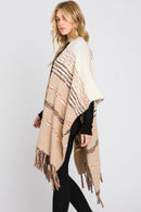 MS0324 Hazel Striped Fringe Ruana - MiMi Wholesale