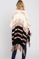 MS0324 Hazel Striped Fringe Ruana - MiMi Wholesale