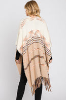MS0324 Hazel Striped Fringe Ruana - MiMi Wholesale