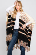 MS0324 Hazel Striped Fringe Ruana - MiMi Wholesale