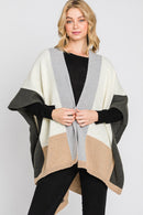 MS0325 Madison Color Block Ruana - MiMi Wholesale