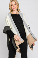 MS0325 Madison Color Block Ruana - MiMi Wholesale