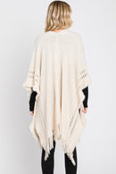 MS0326 Lucy Knit Ruana With Fringe - MiMi Wholesale