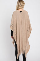 MS0326 Lucy Knit Ruana With Fringe - MiMi Wholesale