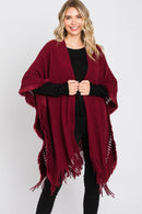 MS0326 Lucy Knit Ruana With Fringe - MiMi Wholesale