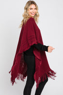 MS0326 Lucy Knit Ruana With Fringe - MiMi Wholesale