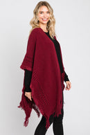 MS0326 Lucy Knit Ruana With Fringe - MiMi Wholesale
