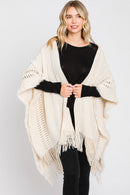 MS0326 Lucy Knit Ruana With Fringe - MiMi Wholesale