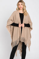 MS0326 Lucy Knit Ruana With Fringe - MiMi Wholesale
