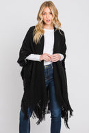 MS0326 Lucy Knit Ruana With Fringe - MiMi Wholesale