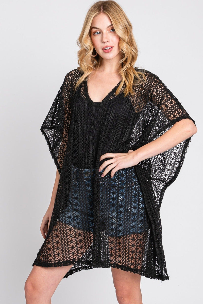 MS0342 Mia Crochet Cover Up Poncho - MiMi Wholesale