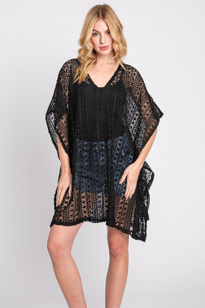 MS0342 Mia Crochet Cover Up Poncho - MiMi Wholesale