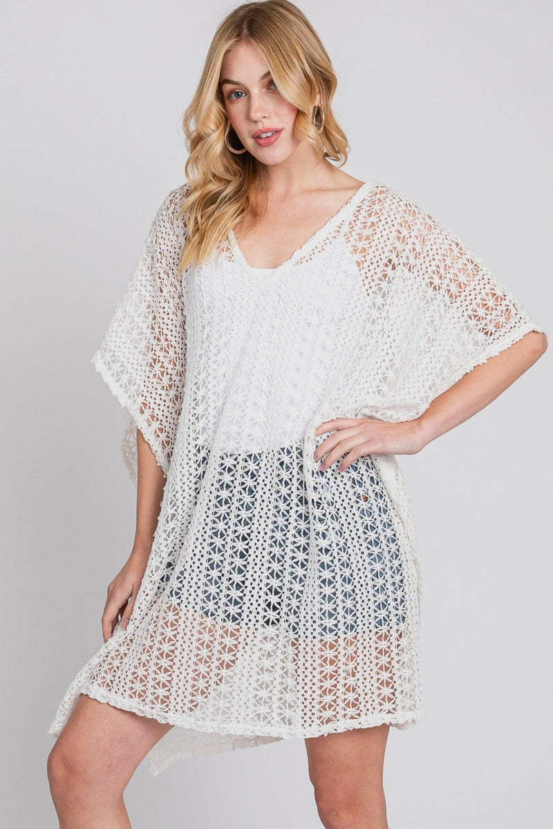 MS0342 Mia Crochet Cover Up Poncho - MiMi Wholesale