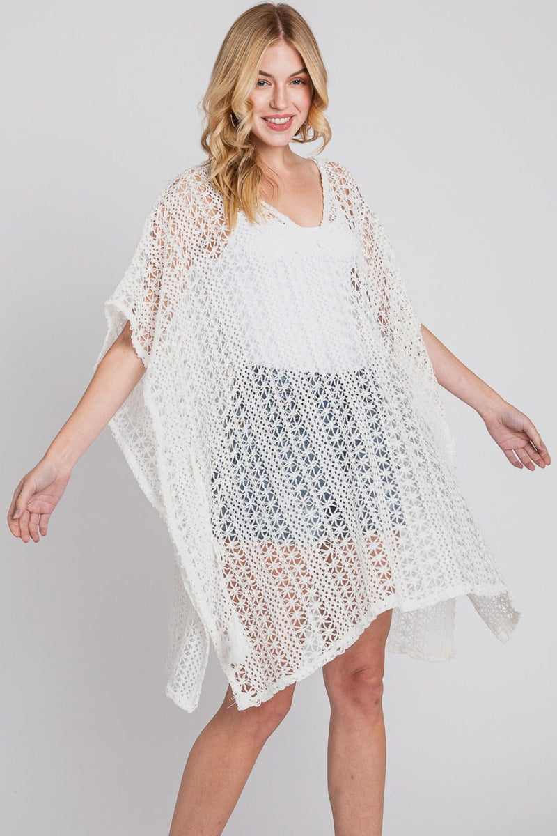 MS0342 Mia Crochet Cover Up Poncho - MiMi Wholesale