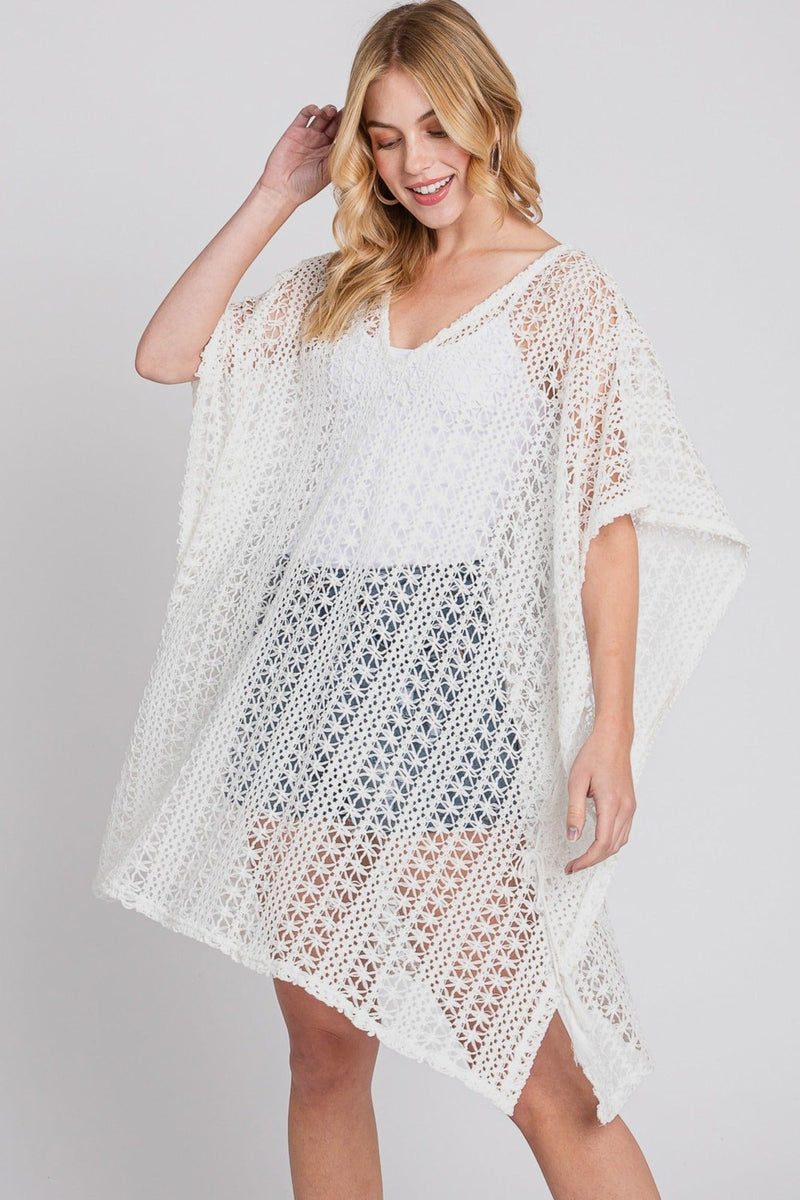 MS0342 Mia Crochet Cover Up Poncho - MiMi Wholesale