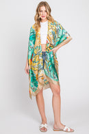 MS0346 Mila Watercolor Tropical Leaves Kimono - MiMi Wholesale