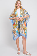 MS0346 Mila Watercolor Tropical Leaves Kimono - MiMi Wholesale
