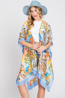 MS0346 Mila Watercolor Tropical Leaves Kimono - MiMi Wholesale