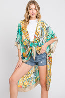 MS0346 Mila Watercolor Tropical Leaves Kimono - MiMi Wholesale