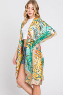 MS0346 Mila Watercolor Tropical Leaves Kimono - MiMi Wholesale