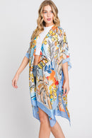 MS0346 Mila Watercolor Tropical Leaves Kimono - MiMi Wholesale