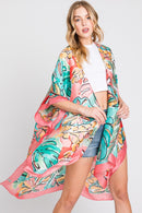 MS0346 Mila Watercolor Tropical Leaves Kimono - MiMi Wholesale