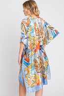 MS0346 Mila Watercolor Tropical Leaves Kimono - MiMi Wholesale