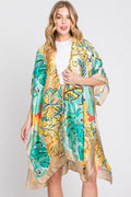 MS0346 Mila Watercolor Tropical Leaves Kimono - MiMi Wholesale