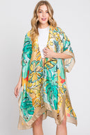 MS0346 Mila Watercolor Tropical Leaves Kimono - MiMi Wholesale