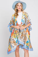 MS0346 Mila Watercolor Tropical Leaves Kimono - MiMi Wholesale