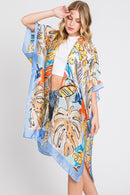MS0346 Mila Watercolor Tropical Leaves Kimono - MiMi Wholesale