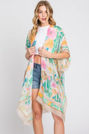 MS0348 Luna Watercolor Flower Garden Kimono - MiMi Wholesale
