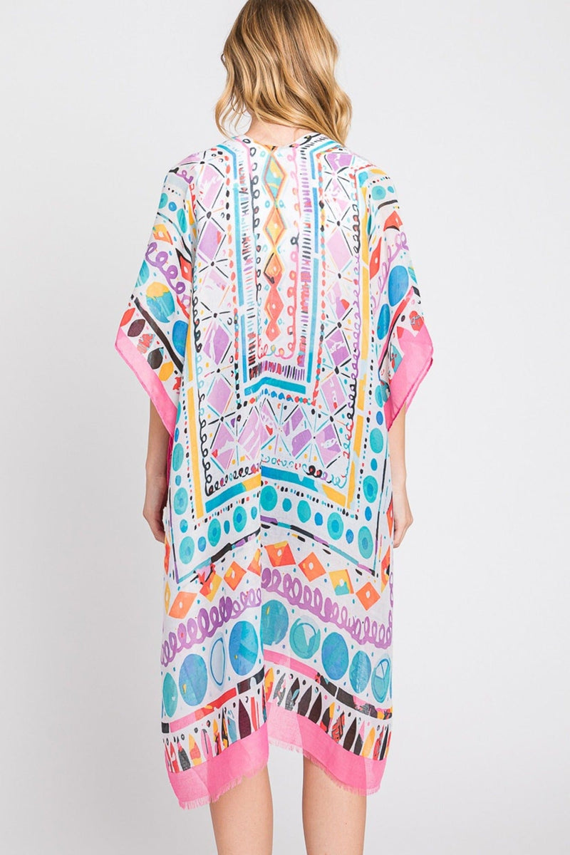 MS0350 Boho Geometric Print Kimono - MiMi Wholesale