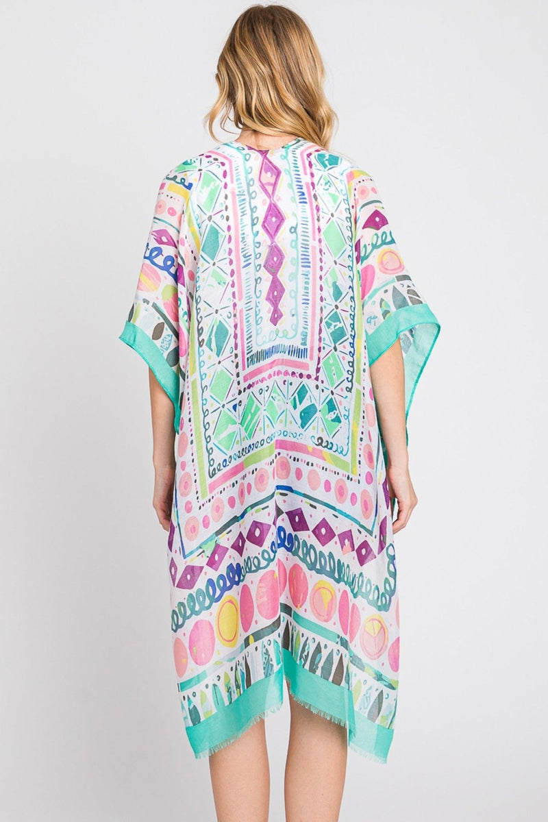 MS0350 Boho Geometric Print Kimono - MiMi Wholesale