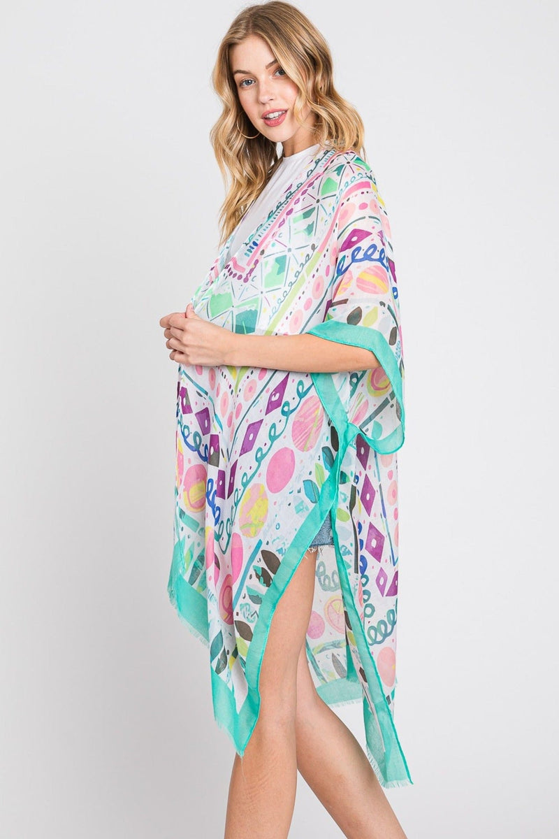 MS0350 Boho Geometric Print Kimono - MiMi Wholesale