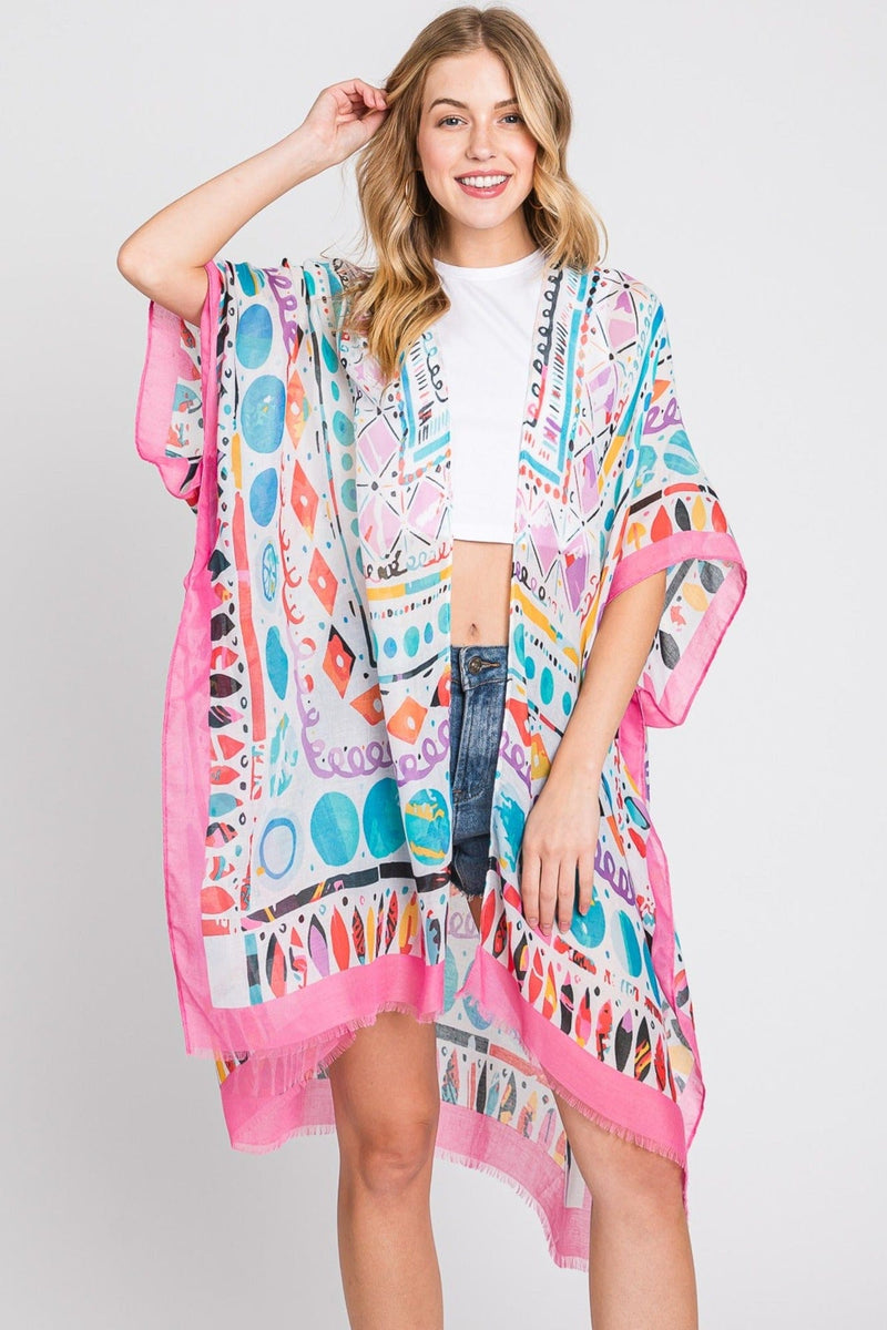 MS0350 Boho Geometric Print Kimono - MiMi Wholesale