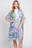 MS0351 Kinsley Tropical Leaves Kimono - MiMi Wholesale