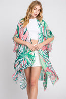 MS0351 Kinsley Tropical Leaves Kimono - MiMi Wholesale