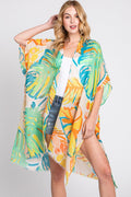 MS0352 Kennedy Tropical Leaves Kimono - MiMi Wholesale