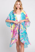 MS0352 Kennedy Tropical Leaves Kimono - MiMi Wholesale