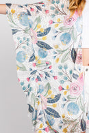 MS0353 Quinn Ruffle Lined Flower Print Crochet Kimono - MiMi Wholesale