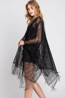 MS0361 Emery Floral Lace Kimono With Tassel - MiMi Wholesale