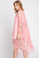 MS0361 Emery Floral Lace Kimono With Tassel - MiMi Wholesale