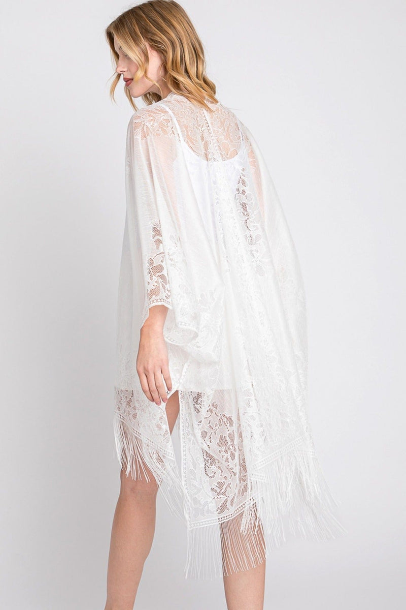 MS0361 Emery Floral Lace Kimono With Tassel - MiMi Wholesale