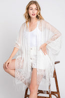 MS0361 Emery Floral Lace Kimono With Tassel - MiMi Wholesale