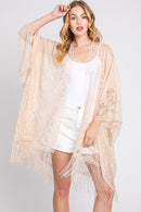 MS0361 Emery Floral Lace Kimono With Tassel - MiMi Wholesale