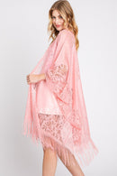 MS0361 Emery Floral Lace Kimono With Tassel - MiMi Wholesale