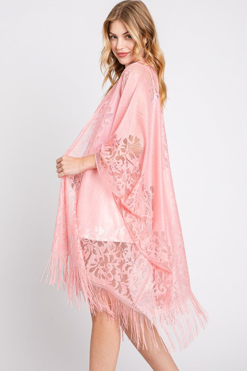 MS0361 Emery Floral Lace Kimono With Tassel - MiMi Wholesale