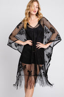 MS0362 Iris Floral Lace Poncho With Tassel - MiMi Wholesale